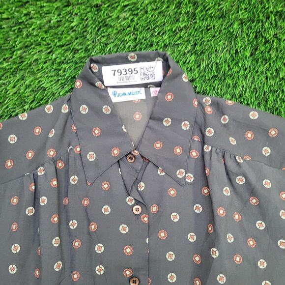 Vintage 90s Hippie Polka-Dot Button Shirt Womens Small 18x25 - Picture 3 of 9